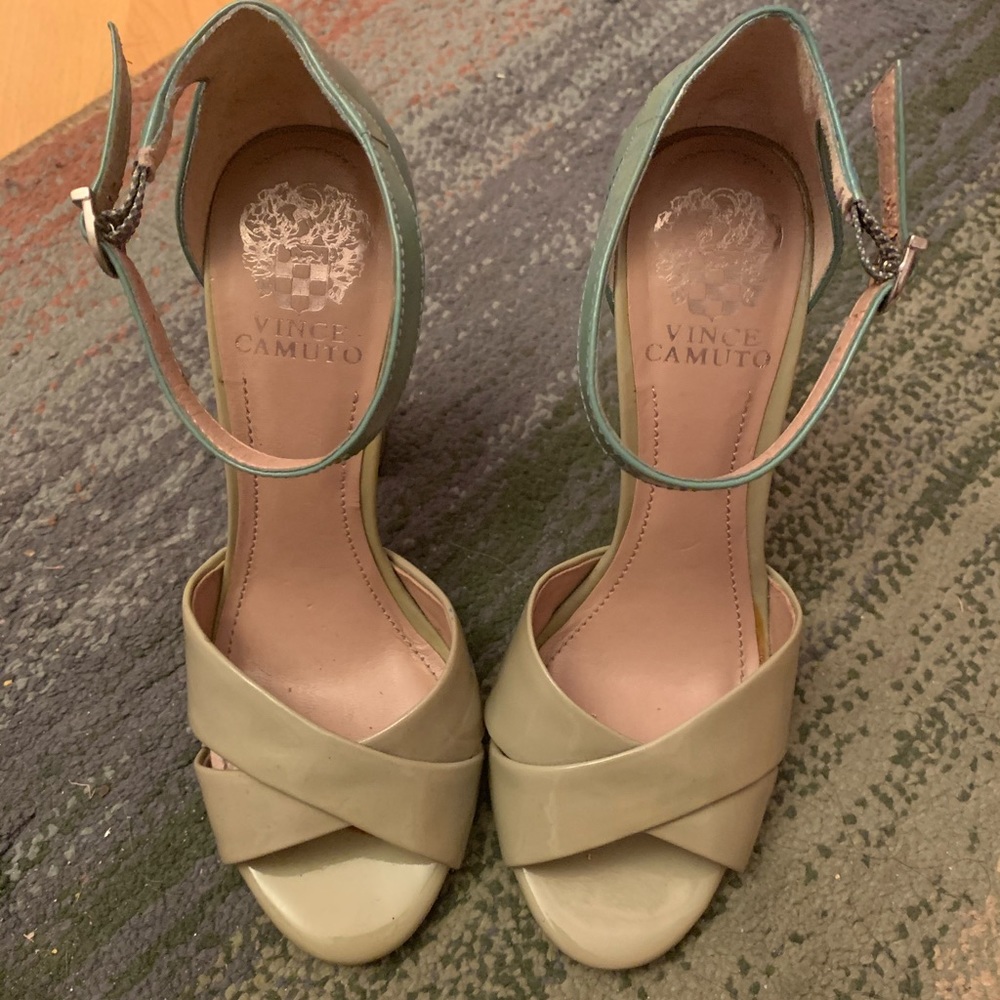 Vince Camuto Bello Grey and Teal Heels